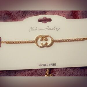 Gold Bracelet with Rhinestones